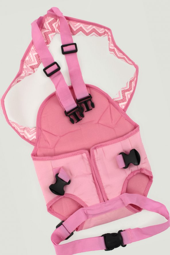 Zikzak Baskılı Kanguru Tipi Bebek Taşıma Çantası (Pembe) - 3
