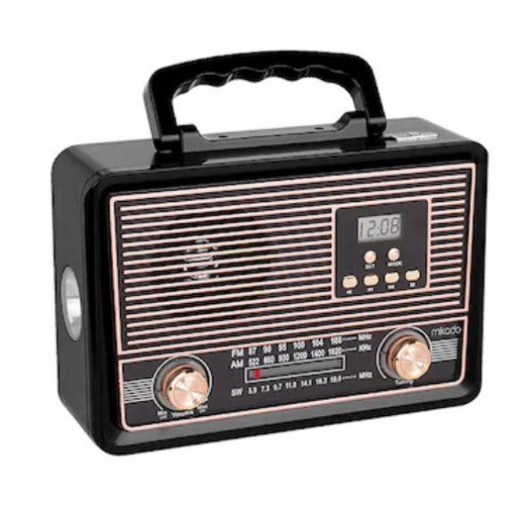 Mikado Siyah Usb-TF Destekli Bluetooth FM/AM/SW Klasik Radyo MDR-683