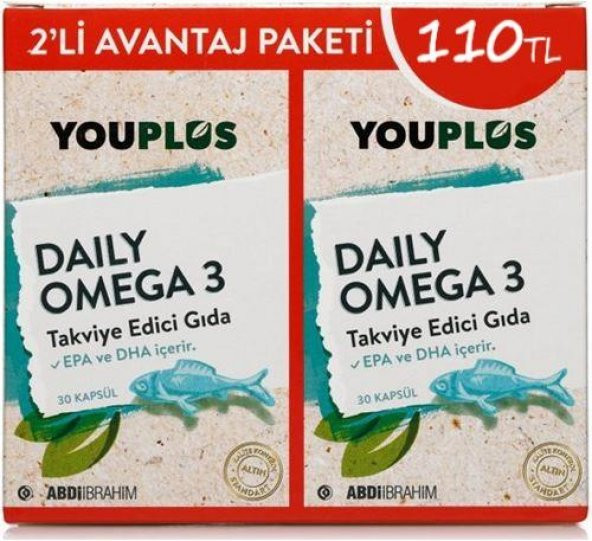 Youplus Daily Omega 3 2li Paket 30 Kapsül