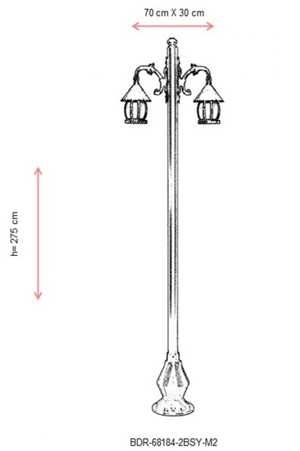 AVONNI BDR-68184-2BSY-M2 Siyah Boyalı Dış Mekan Aydınlatma E27 Çelik Boru ABS Polikarbon Cam 70x30cm - 4