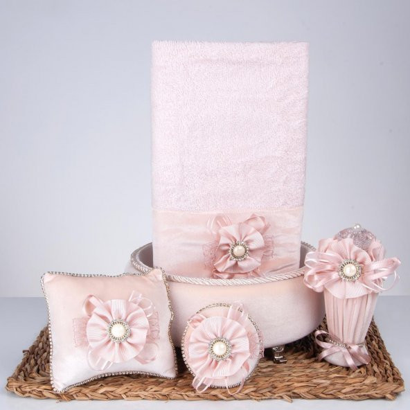 Paradise Havlu + Sepet + Süslü Sabun + Şişe + Lavanta Hediyelik Kutulu 5 Parça Set - 4