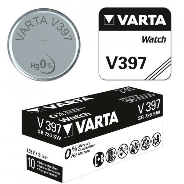 Varta AG2 - 397 - SR726SW Alkalin Hafıza Saat Pili 10 Adet