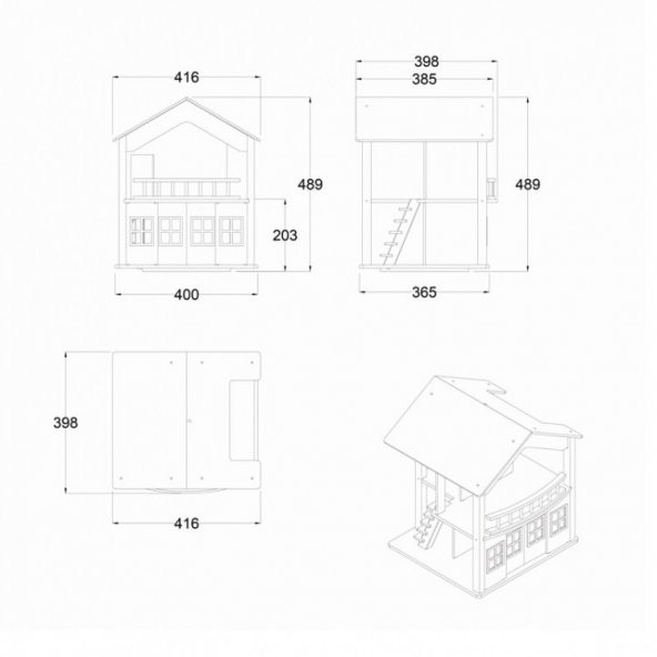 Mentari Ahşap Banyolu Bebek Evi (MT-3515) - 2