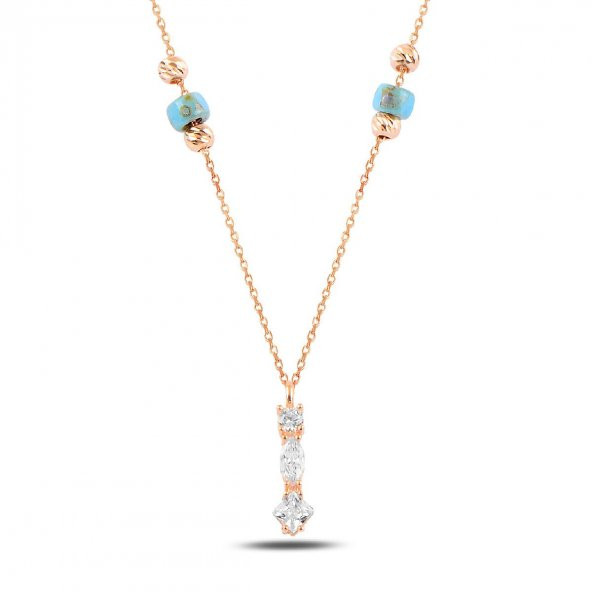 Üç Sıra Zirkon Taşlı Gümüş Kolye