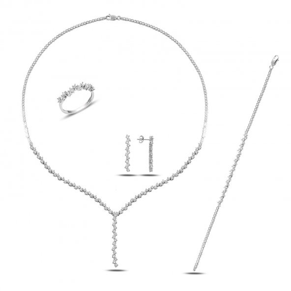 Tekli Çiçek Yolu Gümüş Kadın Düğün Seti