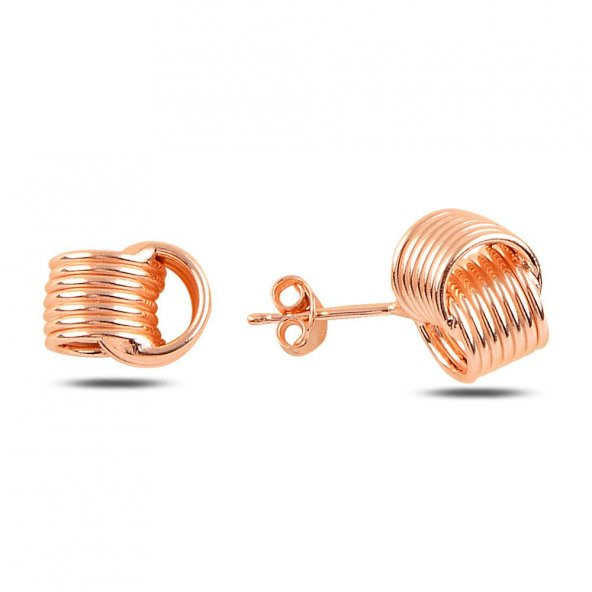 Sade Model Rose Rengi Gümüş Küpe