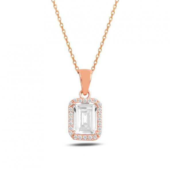 Baget Taşlı Kadın Gümüş Kolye