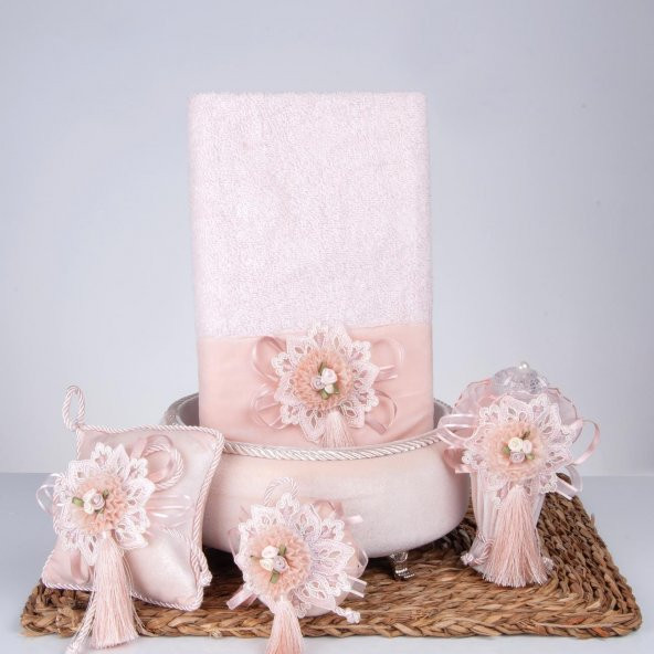 Sweet Havlu + Sepet + Süslü Sabun + Şişe + Lavanta Hediyelik Kutulu 5 Parça Set - 4