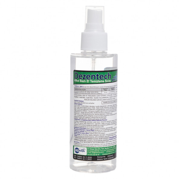 Dezentech Alkol Bazlı El Temizleme Sıvısı(Dezenfektan) Sprey 4 Adet 200 ML - 2