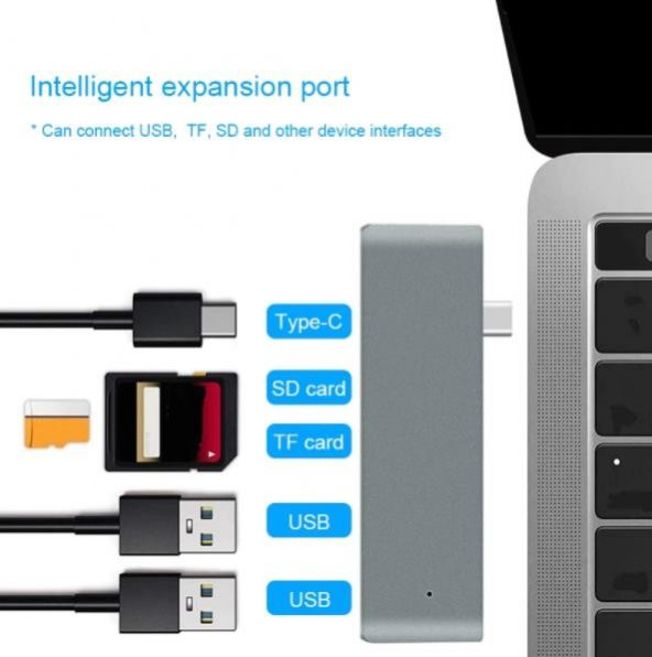 Yukka Gri MacBook USB Arttırıcı Port - 3