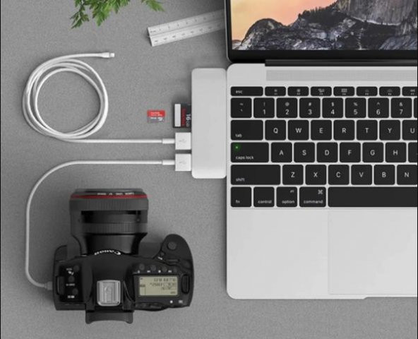 Yukka Gri MacBook USB Arttırıcı Port - 4