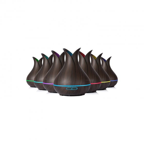Yukka Wood Grain Aroma Diffuser Gece Işığı 400 ml 7 LED Lamp Air Ultrasonic Uzaktan Kumandalı Ev Tip Nemlendirici - 2