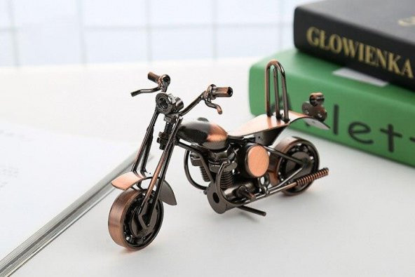 Metal Retro Motosiklet Modeli El Yapımı Dekor Biblo