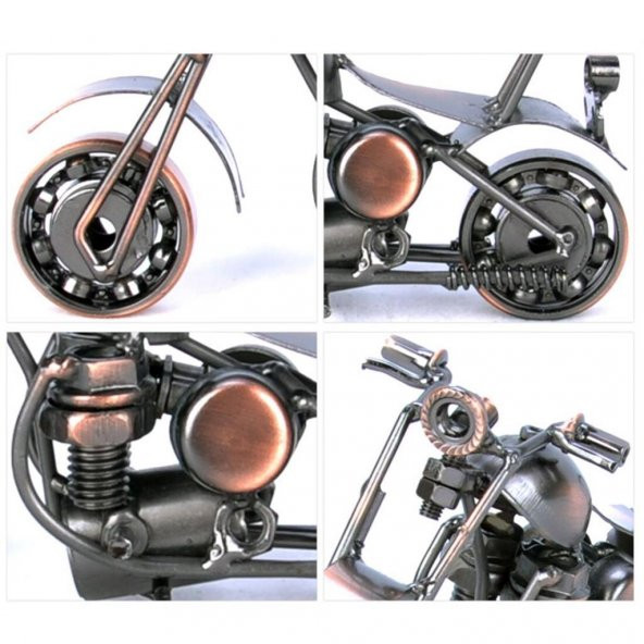 Metal Retro Motosiklet Modeli El Yapımı Dekor Biblo - 5