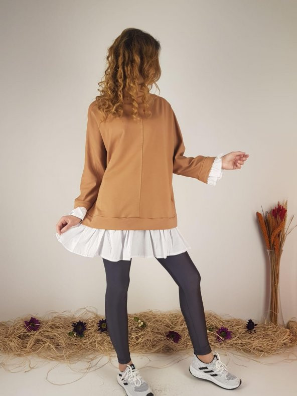 Kadın Camel Pamuklu Balıkçı Yaka Tunik 10599 - 2