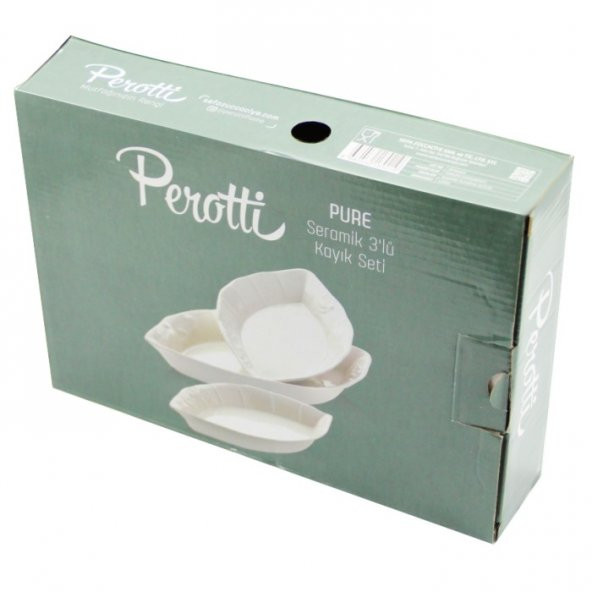 Perotti Pure 3lü Seramik Porselen Kayık Tabak