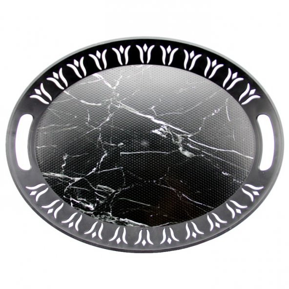 Lion Desenli Orta Boy Oval Tepsi Siyah - 3