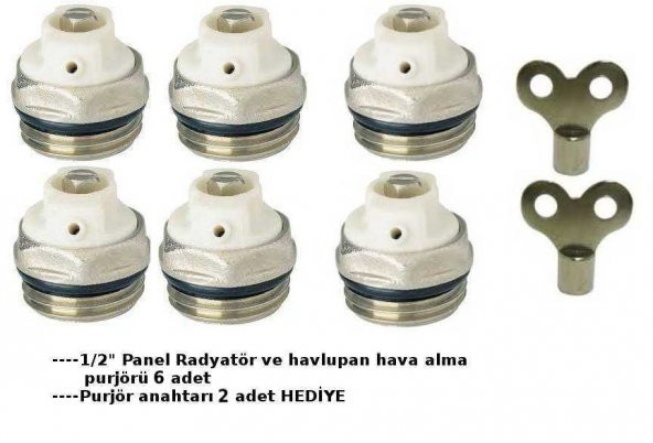 Panel Radyatör ve havlupan Hava Alma Purjör 6 ad+2 anahtar - 2