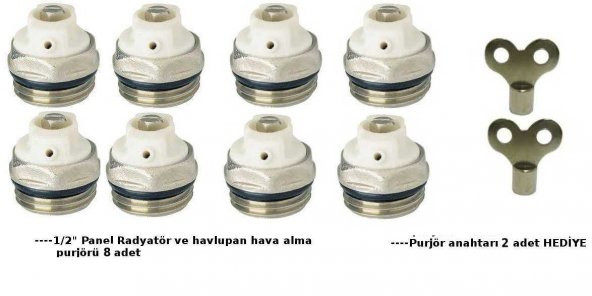 Panel Radyatör ve havlupan Hava Alma Purjör 8 ad+2 anahtar - 2