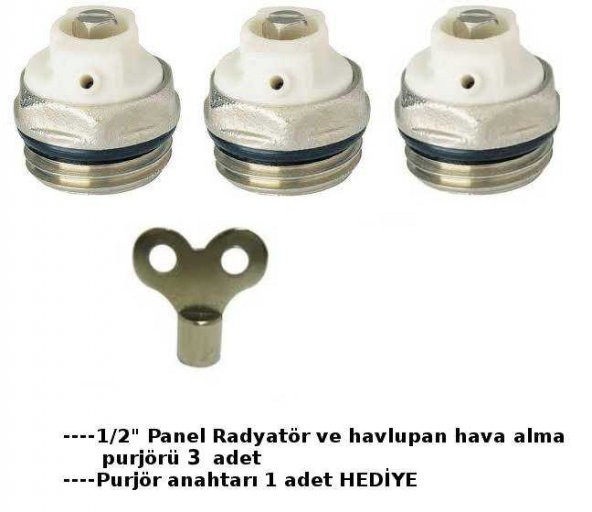 Panel Radyatör ve havlupan Hava Alma Purjör 3 ad+1 anahtar - 2