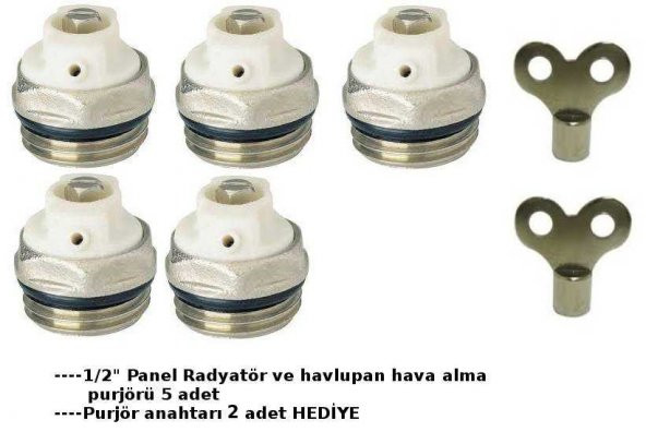 Panel Radyatör ve havlupan Hava Alma Purjör 5 ad+2 anahtar - 2