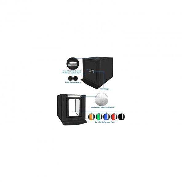 Puluz Profesyonel 60 x 60 cm LED Işıklı Ürün Fotoğraf Çekim Çadırı Katlanabilir Portatif LED 5500K 6 AL-32483 - 5
