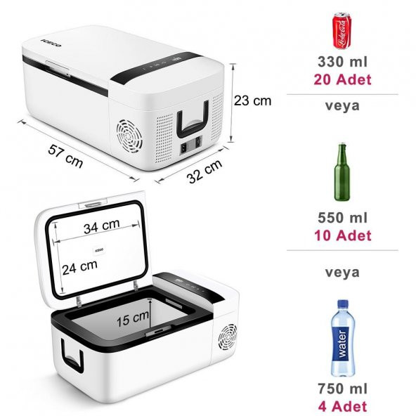 ICECO YCD12G 12/24Volt 12,8 Litre Kompresörlü Oto Buzdolabı - 2