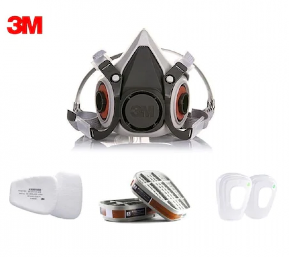3M 6200 Yarım Yüz Maskesi +  Filtre Seti Tam Takım Koruma