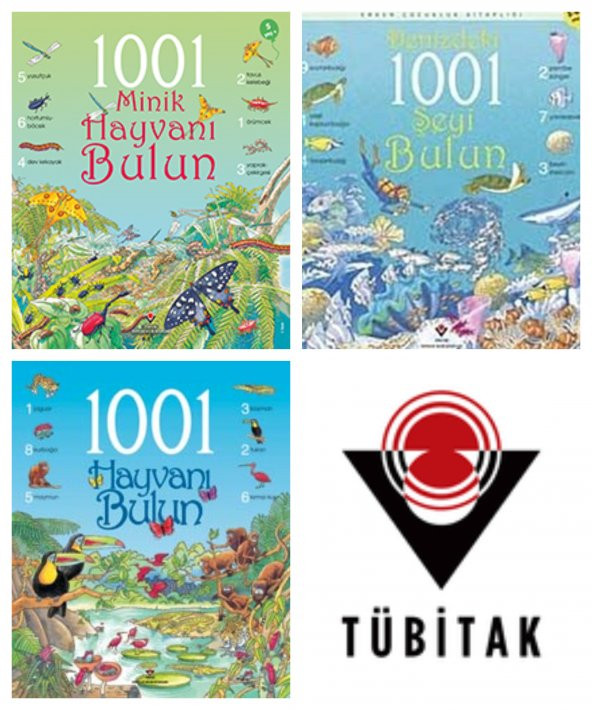 1001 Hayvanı-1001 Minik Hayvan-Denizdeki 1001 Şeyi Bulun Serisi 5+ Yaş 3 Kitap