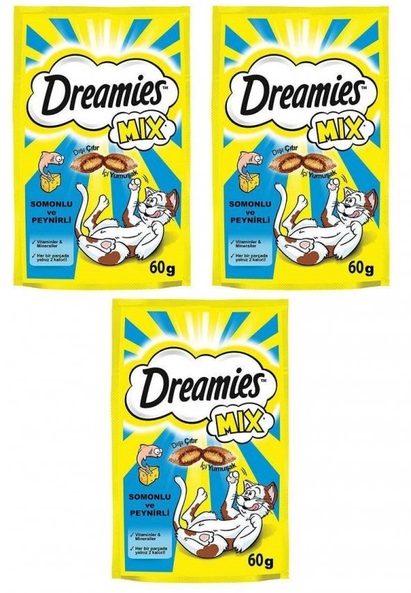 Dreamies Mix Somon Balıklı ve Peynirli Kedi Ödülü 60 gr (3 ADET)