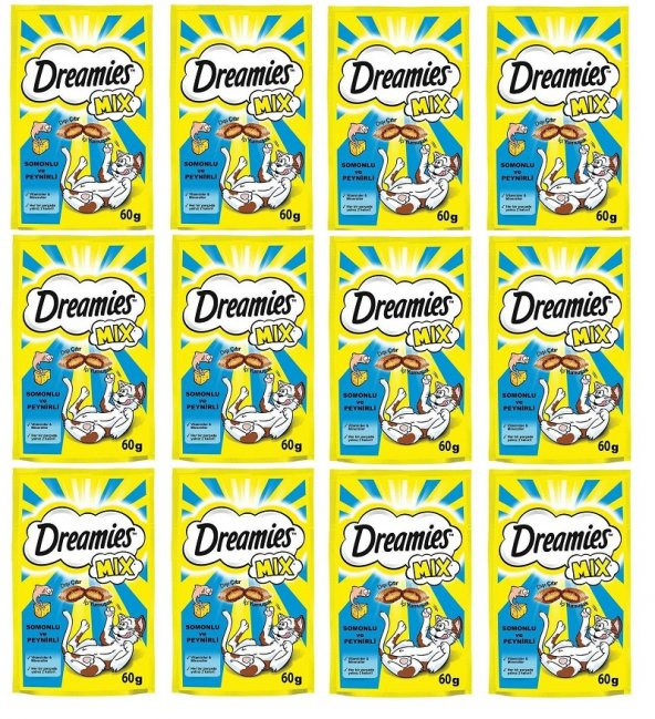 Dreamies Mix Somon Balıklı ve Peynirli Kedi Ödülü 60 gr (12 ADET)