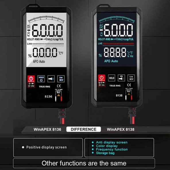 WinAPEX ET8136 Dokunmatik Ekran Dijital Multimetre Ölçü Aleti - 2