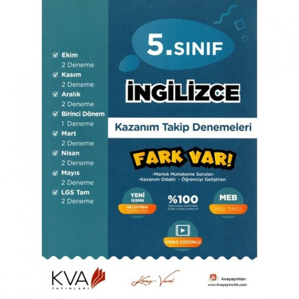 Koray Varol Yayınları 5. Sınıf İngilizce Kazanım Takip Denemeleri Fark Var