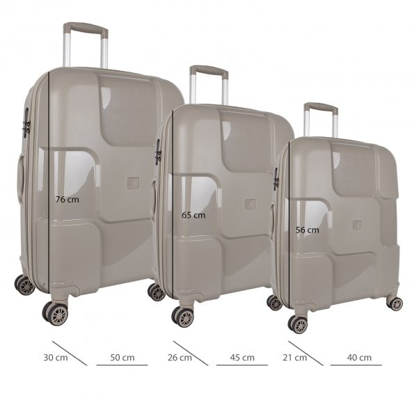 Bagacar Bubble Sert Silikon Kırılmaz Valiz Seti Gri - 2