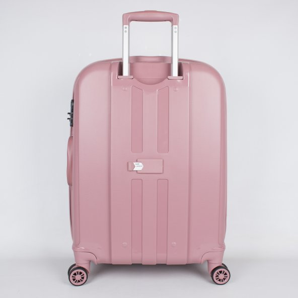Bagacar Bubble Sert Silikon Kırılmaz Valiz Seti Pembe - 4