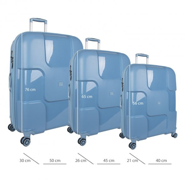 Bagacar Bubble Sert Silikon Kırılmaz Valiz Seti Mavi - 2
