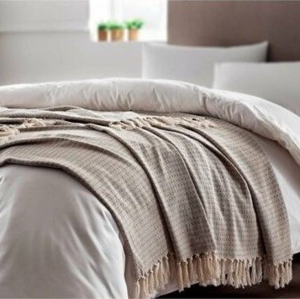 Taç Bella Dekoratif Örtü 200*230 Bej
