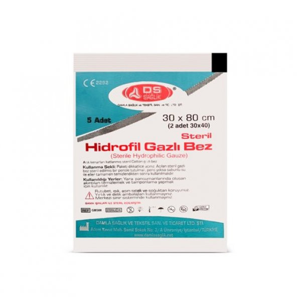 Damla Hidrofil Gazlı Bez 30 Mm X 80 Mm 2 Parça