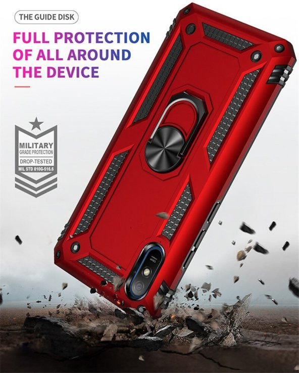 Teleplus Xiaomi Redmi 9A Kılıf Vega Yüzüklü Çift Katmanlı Tank Kapak - 4
