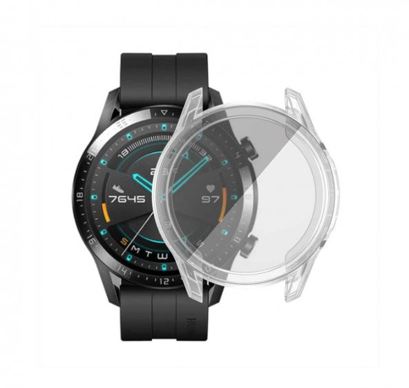 Huawei Watch GT2 46mm Önü Kapalı Silikon Kılıf (Şeffaf)