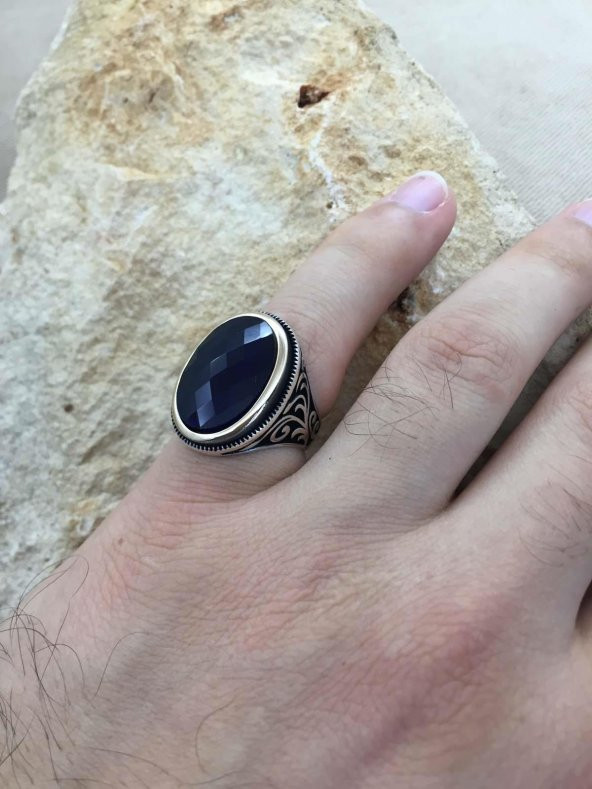 Doğal Ametist Taşlı Motifli Gümüş Erkek Yüzük Modeli Toptan ve Perakende Gümüş Çeşitleri - 3