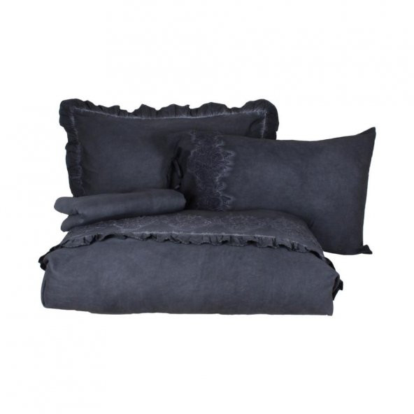 Ecocotton Organik Pamuk King Size 220x240 Nevresim Takımı - Alisa Antrasit - 3
