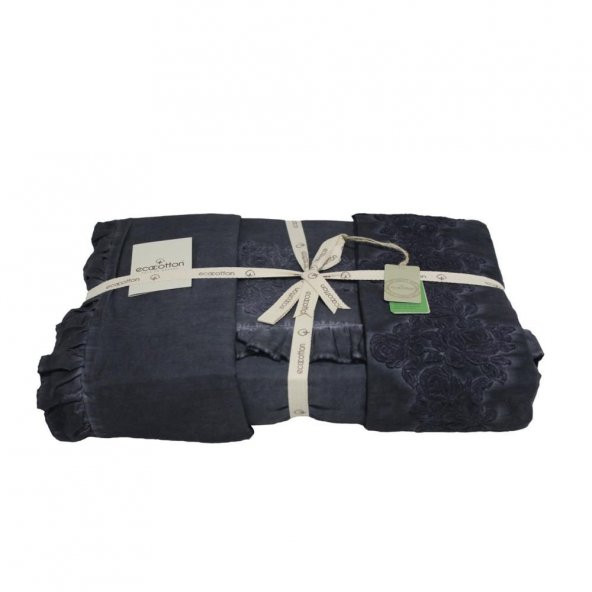 Ecocotton Organik Pamuk King Size 220x240 Nevresim Takımı - Alisa Antrasit - 5