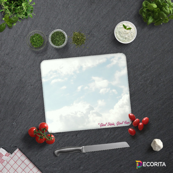 DECORITA Cam Kesme Tahtası- Güzel Düşün Güzel Yaşa - 2