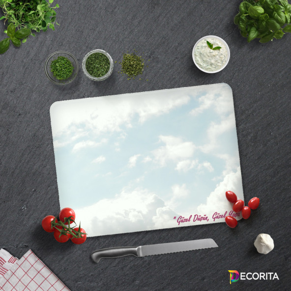 DECORITA Cam Kesme Tahtası- Güzel Düşün Güzel Yaşa - 3