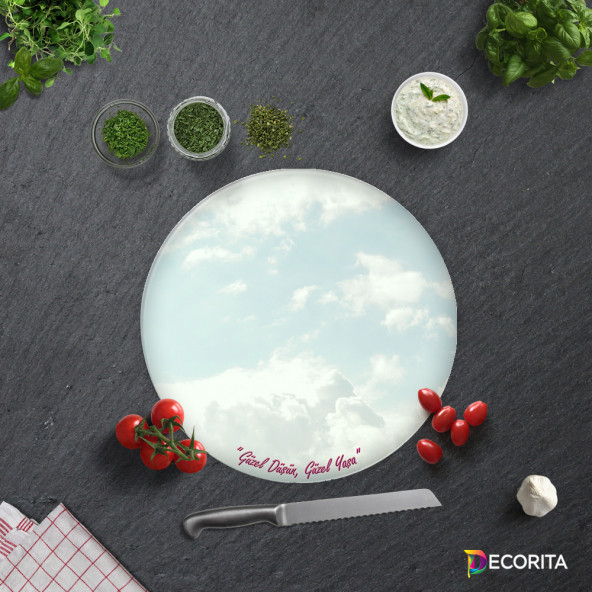 DECORITA Cam Kesme Tahtası- Güzel Düşün Güzel Yaşa - 4