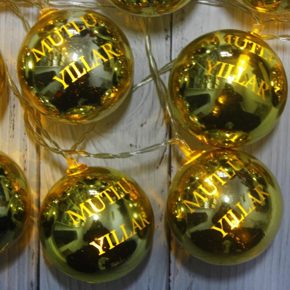 Led Işık Mutlu Yıllar 10lu Top Aydınlatma Ağaç Süsü - 2