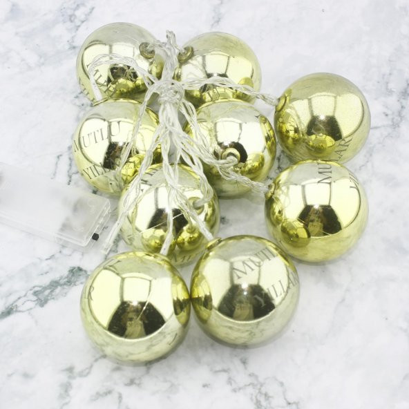 Led Işık Mutlu Yıllar 10lu Top Aydınlatma Ağaç Süsü - 3