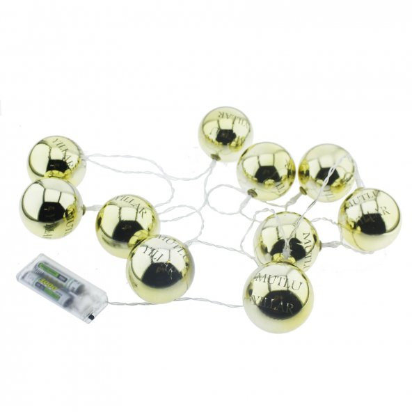 Led Işık Mutlu Yıllar 10lu Top Aydınlatma Ağaç Süsü - 4