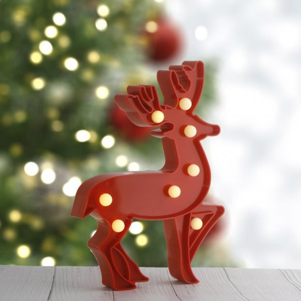 25cm Led Işıklı Geyik Plastik Gece Lambası Pilli - 8